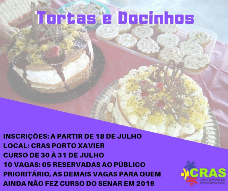 CURSO DE TORTAS E DOCINHOS